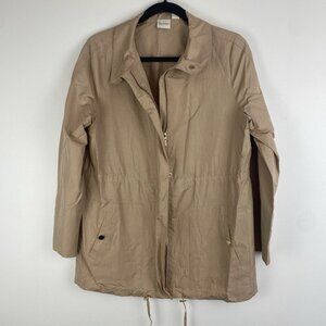 Chico's Women's Zip Up Trench Jacket Size 1 Medium Tan Zenergy Lightweight